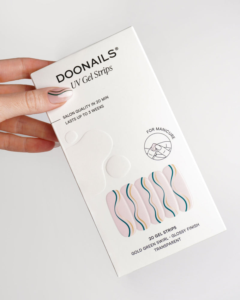 Gold Green Swirl Gel Strips - Doonails Switzerland