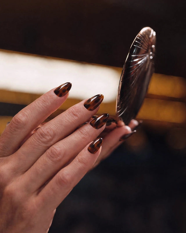 Mosaic Amber Medium Round Soft Gel Press Ons