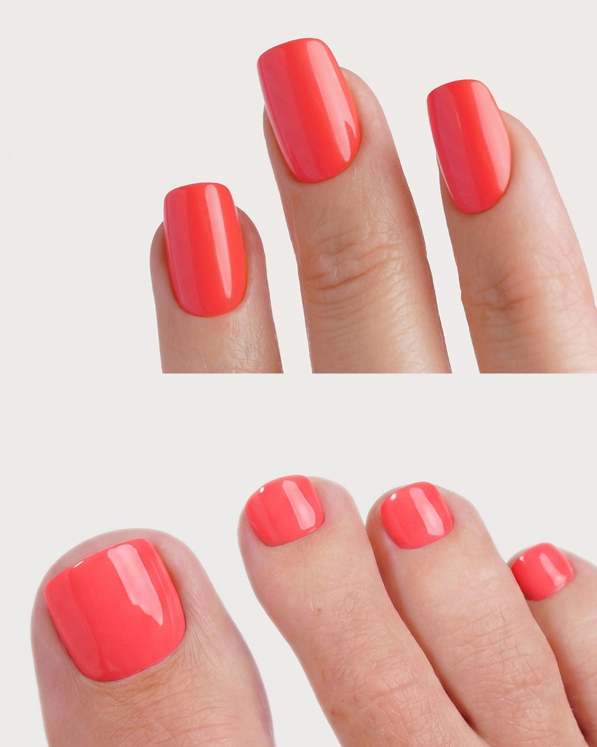 Sunset Coral Short Square Mani & Pedi Set
