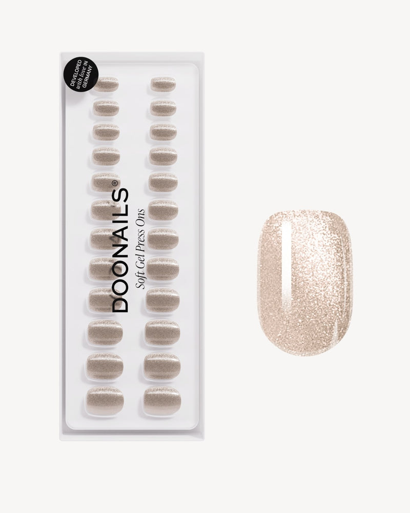 Champagne Cat Eye Extra Short Square Soft Gel Press Ons - Doonails Switzerland