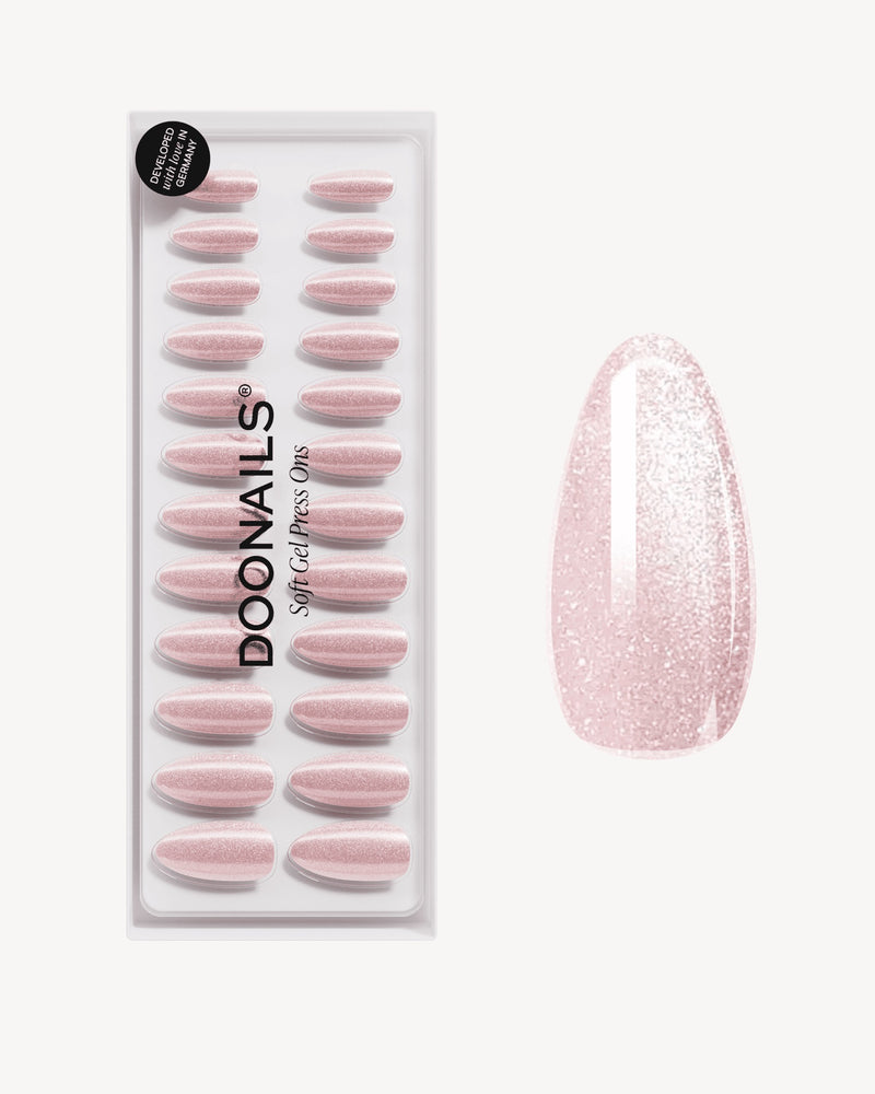 Rose Cat Eye Medium Almond Soft Gel Press Ons