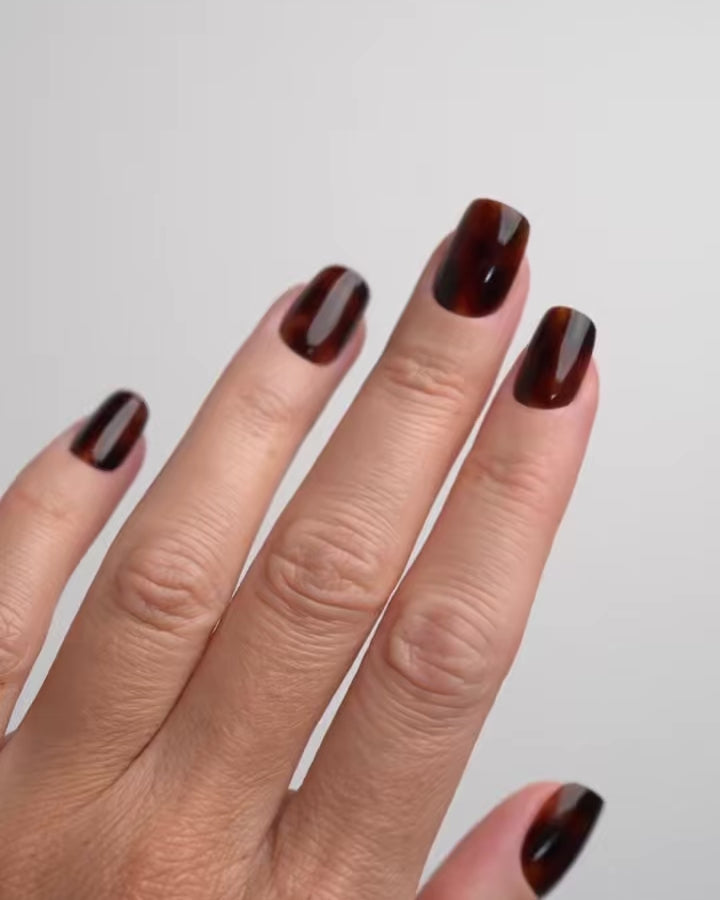 Mosaic Amber Short Square Soft Gel Press Ons
