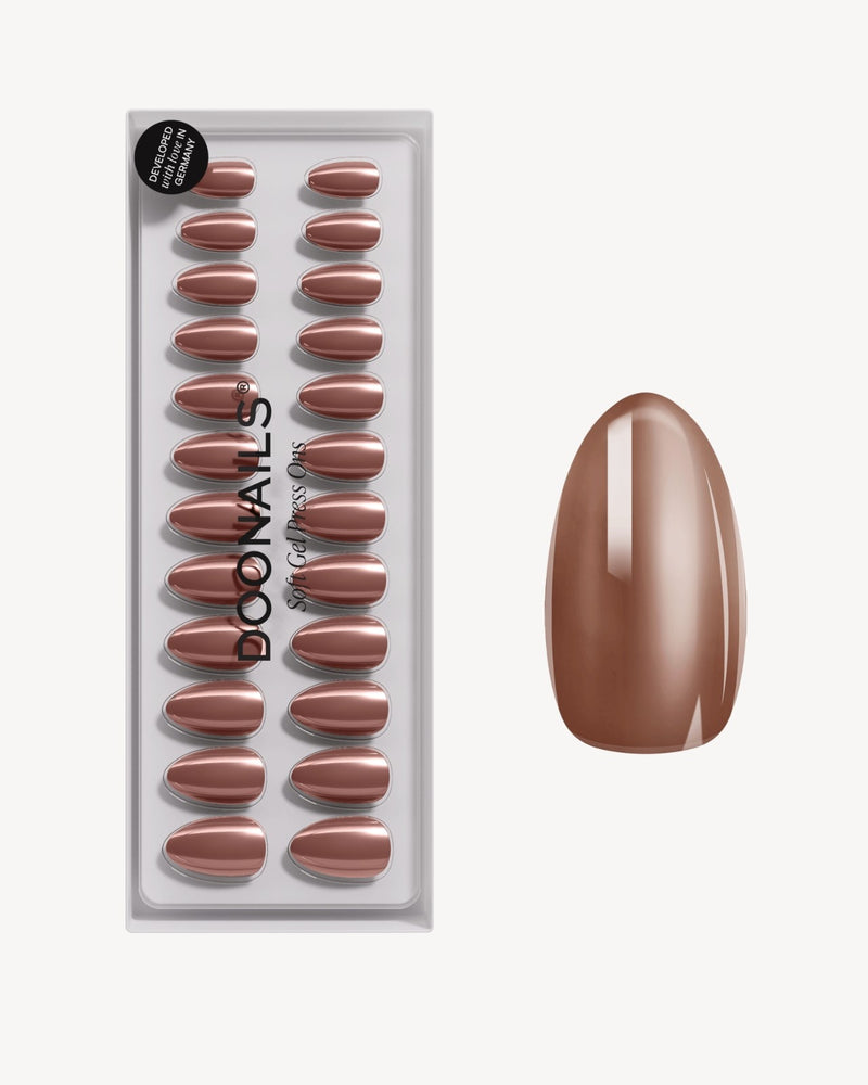 Glazed Chocolate Short Almond Soft Gel Press Ons - Doonails Switzerland