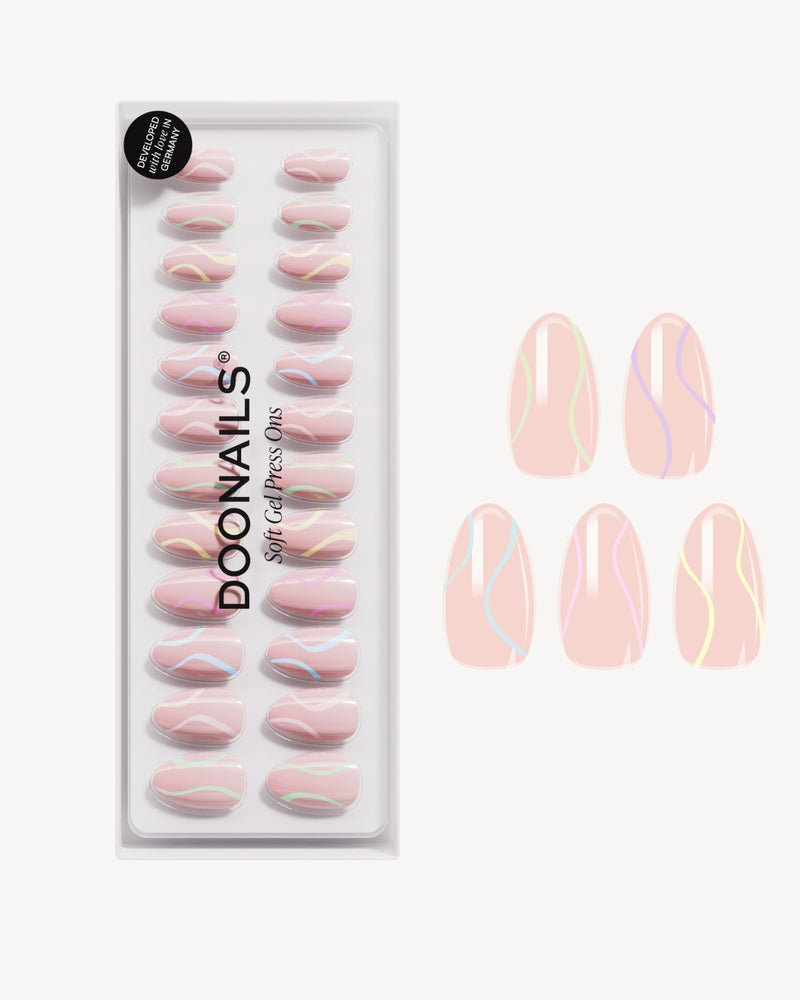 Pastel Swirl Short Almond Soft Gel Press Ons - Doonails Switzerland