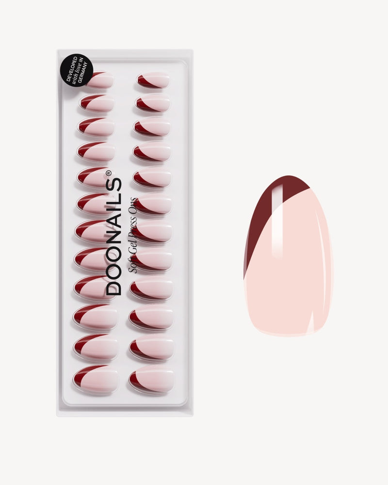 Red Slate French Short Almond Soft Gel Press Ons - Doonails Switzerland
