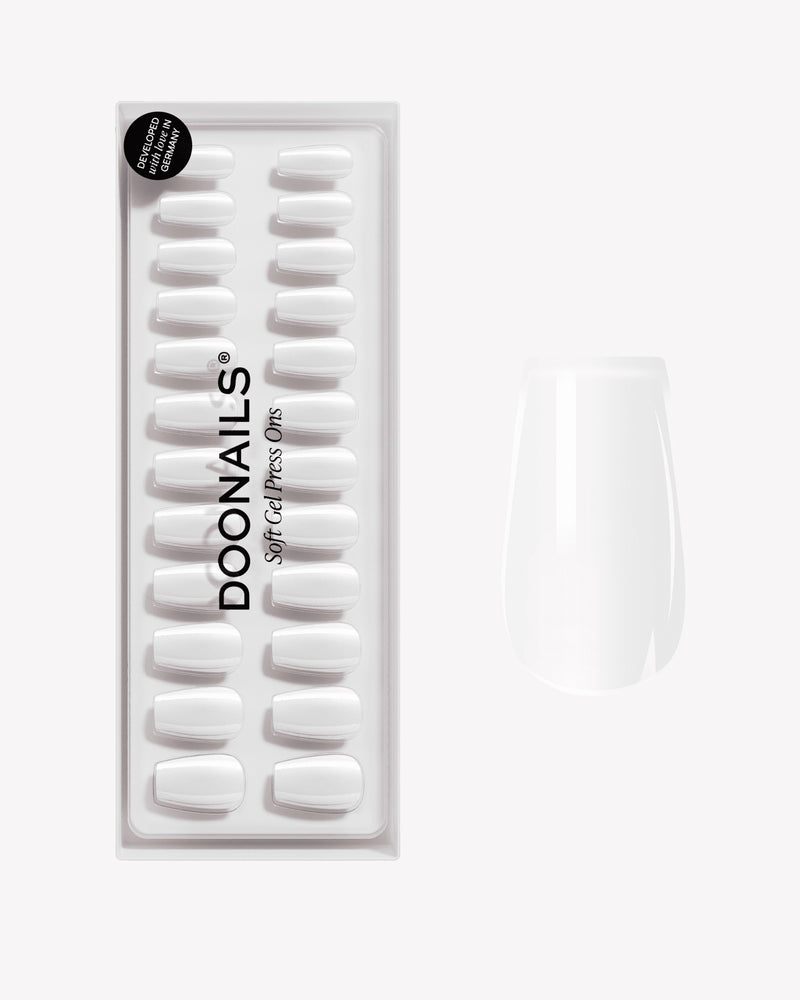 Snow White Short Coffin Soft Gel Press Ons